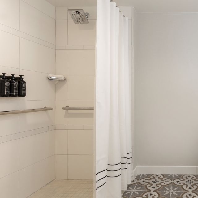 Luxury bathroom with modern amenities at The Singer Oceanfront Resort